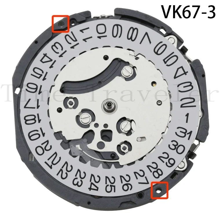 VK67 Movement TMI VK67-3 Movement  Hattori Japan Quartz Chrono Watch Movement VK67-3 Date At 3:00 Overall Height 7.5mm