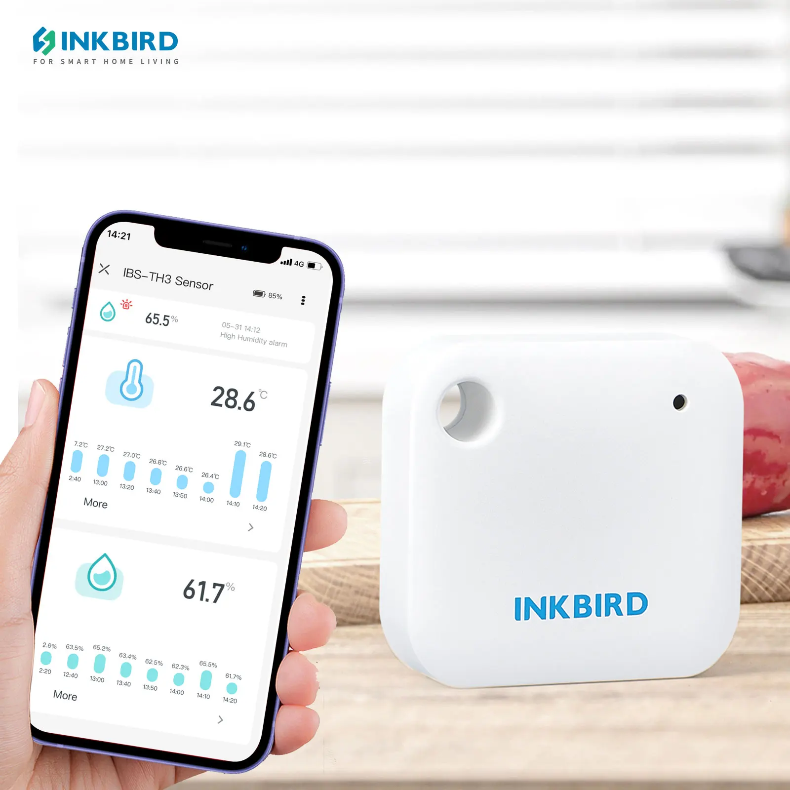 

INKBIRD Smart Wireless Temperature Humidity Sensor Indoor Portable Thermometer Hygrometer Work with Smart Alexa for Room,Home