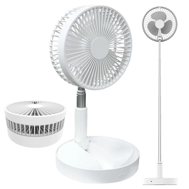 

Outdoor Pedestal Telescopic Storage Adjustable Rechargeable Mini Fan 3 in 1 Rechargeable Battery USB Desk Table Stand Fan