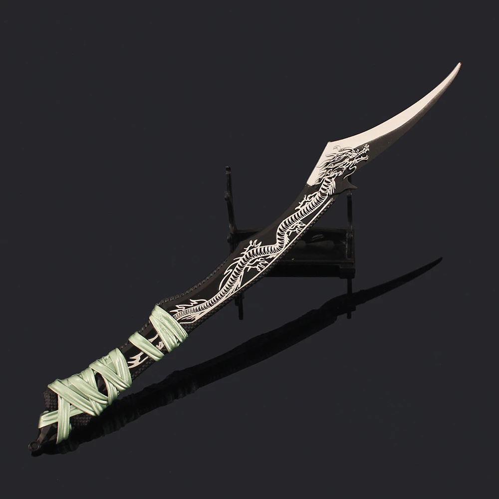 الجملة 30 سنتيمتر الروح الأرض أنيمي سلاح الأزرق الداكن التنين نحت سكين الطرفية Tangmen المعادن نموذج جمع الحرف الهدايا اللعب