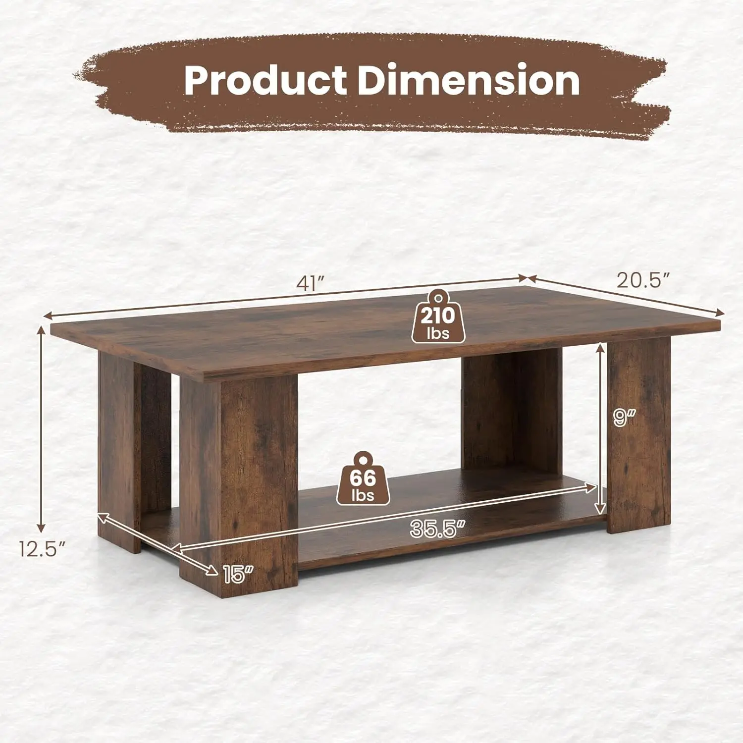 Goflame Coffee Table With Storage, Modern Sofa Side Center Table For Small Space, Accent Tv Stand For Living Room, Reception