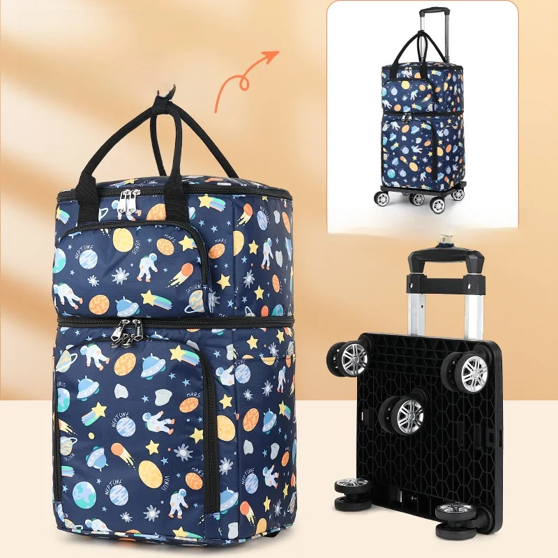 

Large Capaci op Cart Wet And Dry Separation Insulated op Bag Universal Airplane Wheels Vegetable Bung Cart St...