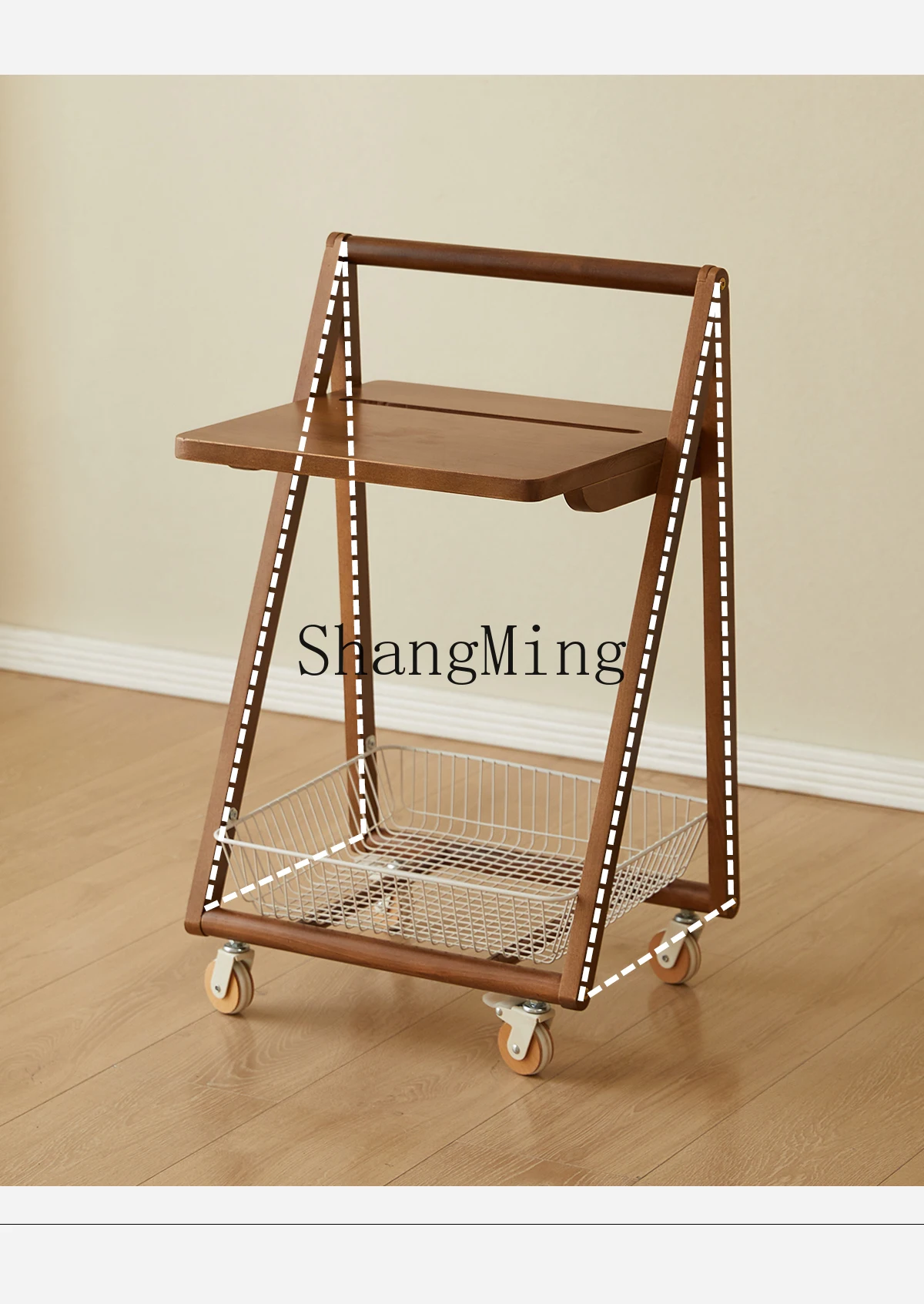 

CL medieval trolley movable living room solid wood sofa coffee table household bedside table storage storage rack