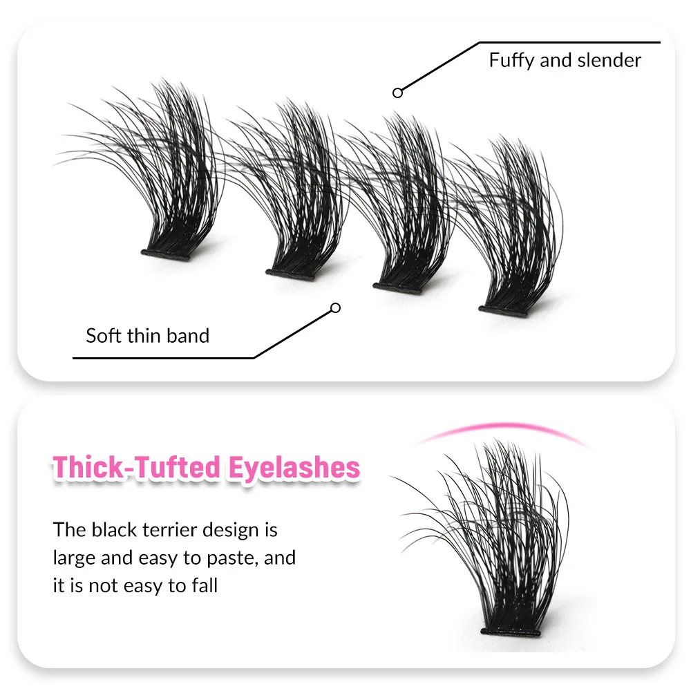 40D/60D/80D/100D grote wimpermix, zwarte stem eyeliner make-up tool, 624PCS/360PCS, wimperverlenging, getufte valse wimpers, D