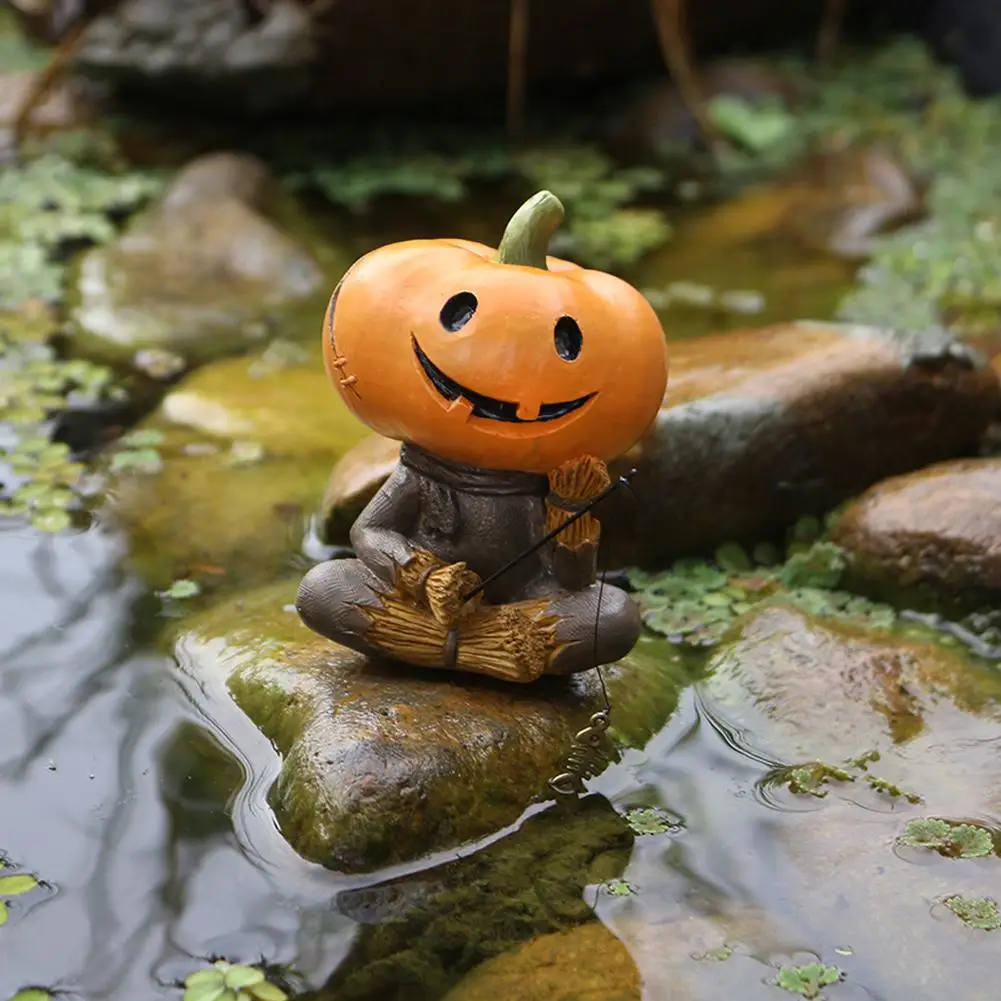 تمثال صيد اليقطين بأشرطة الهالوين - 3.11 بوصة من الراتنج المضحك على شكل يقطين رعب الحرف اليدوية ديكورات العطلات الإبداعية، G Z5E6 #2