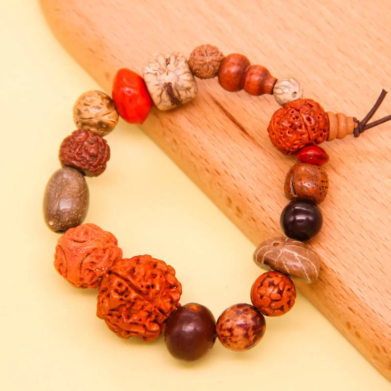 Vintage Natural 18 Bodhi Seed Bracelet Bangles Buddha Charm Bracelet Tibet Buddhist Prayer Wood Beads