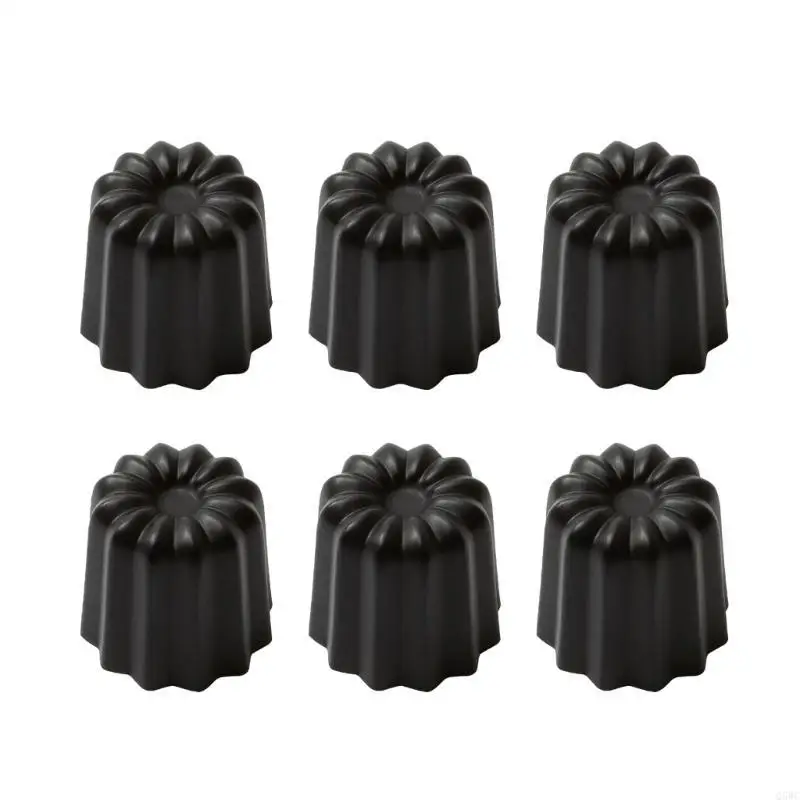 Set of 6 Aluminum Alloy Cannele Bakewares Cake Pastries Baking Molds Small Muffin Pans for Parties and Baking Classes Q5WC