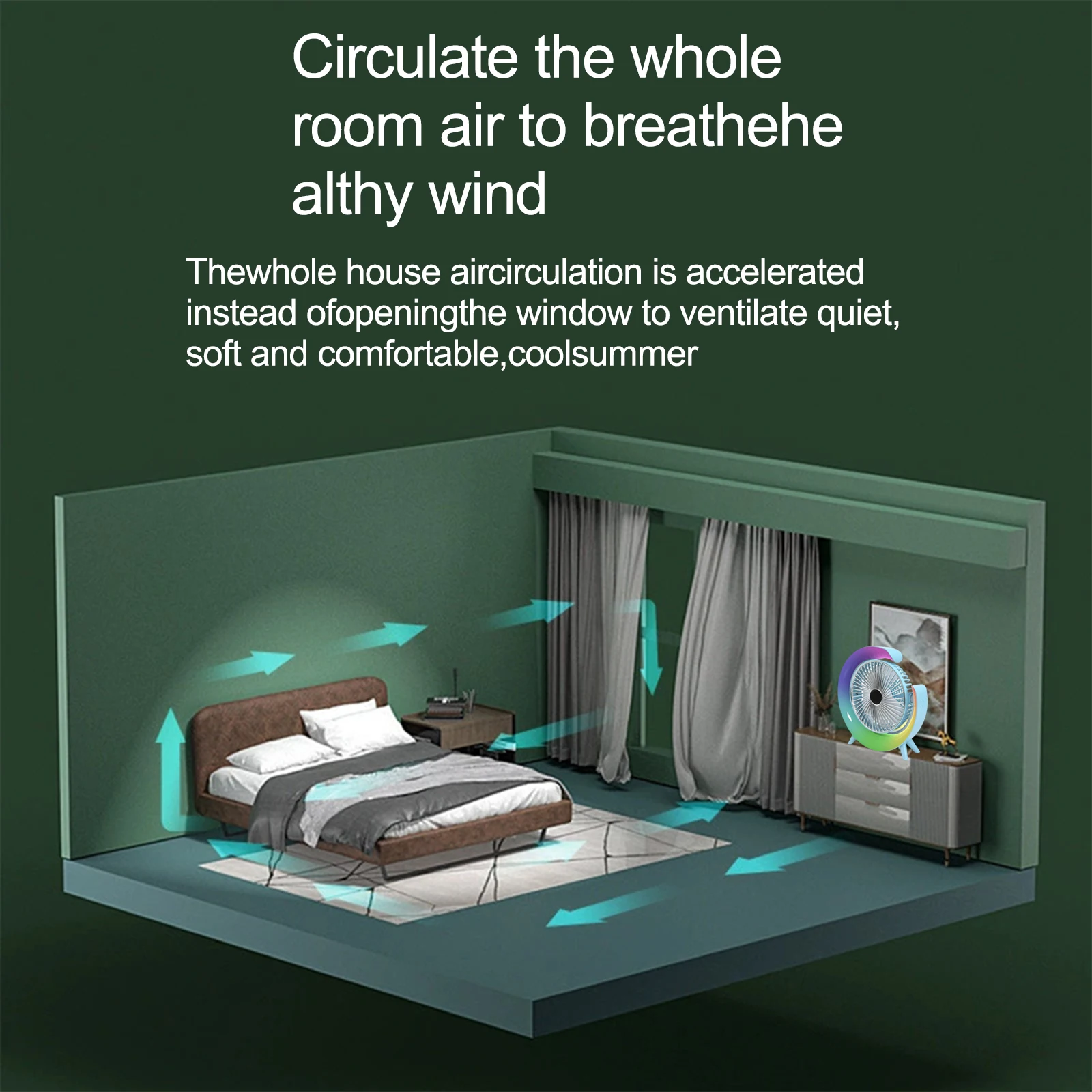180 Degree Adjustable Portable Rechargeable Fan Relaxing At Home 180 Degree Adjustable Fan Whisper-quiet Operation