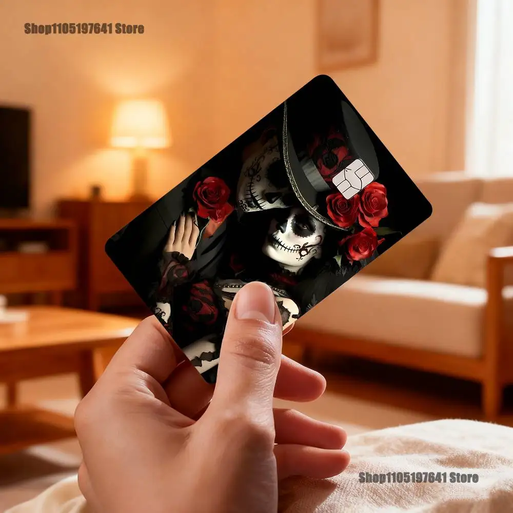 Mexican Catrina Skull Day of the Dead Credit Card Skin Party Sticker for Visa Bank Card Metro Access Card Waterproof Decal Gift