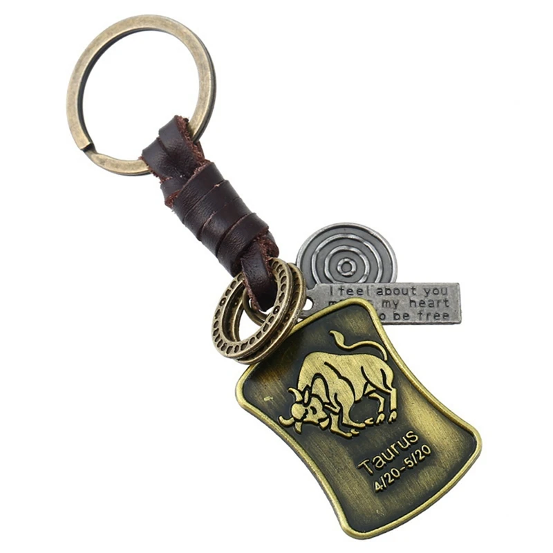 Keychains Constellation Tag Key Pendant Retro Key Chain For Men Women Trendy Jewelry Car Keyrings Charm