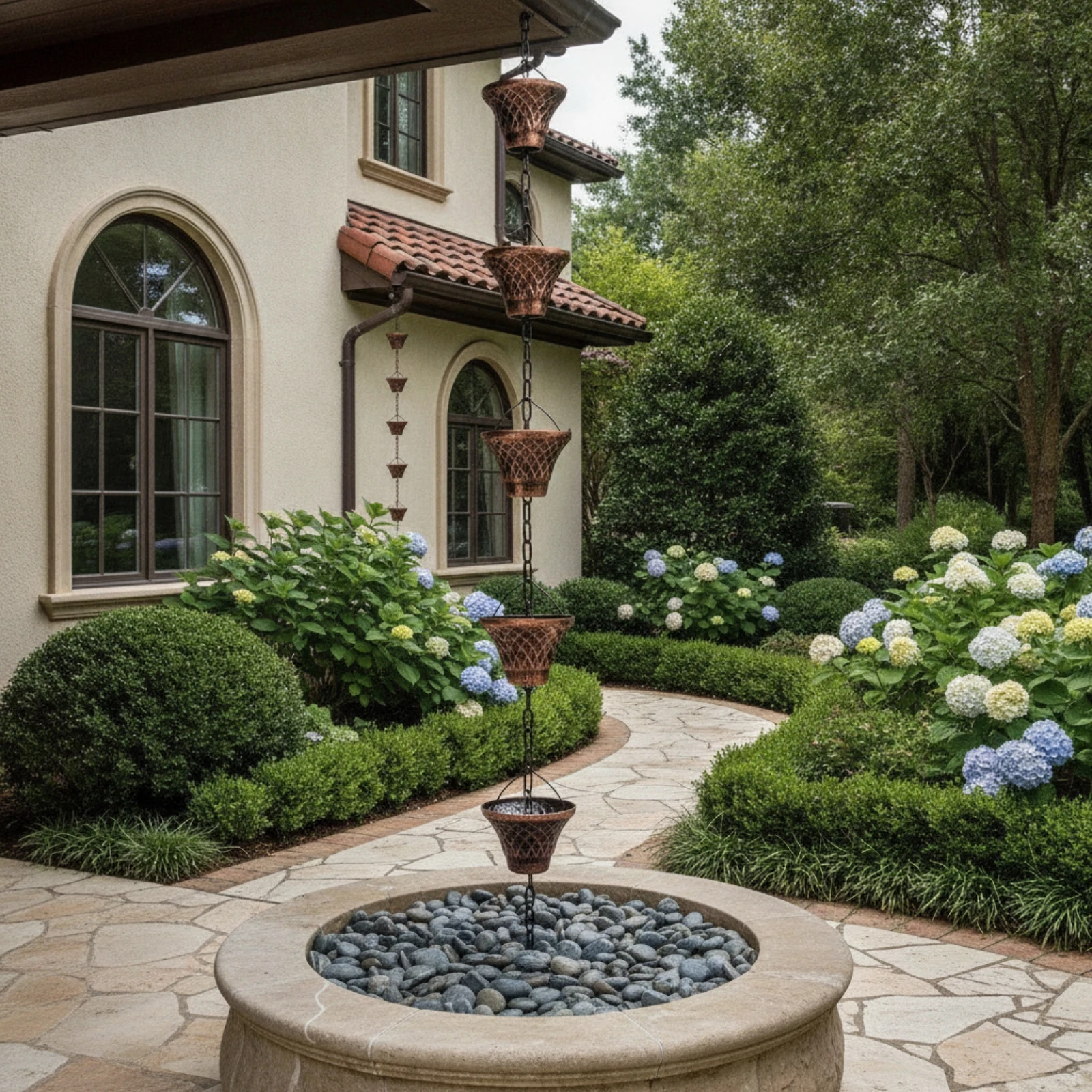 Rain Chain Textured Rain Chain with Cups Downspout Replacement Weather Resistant Decorative Water Feature Rustproof