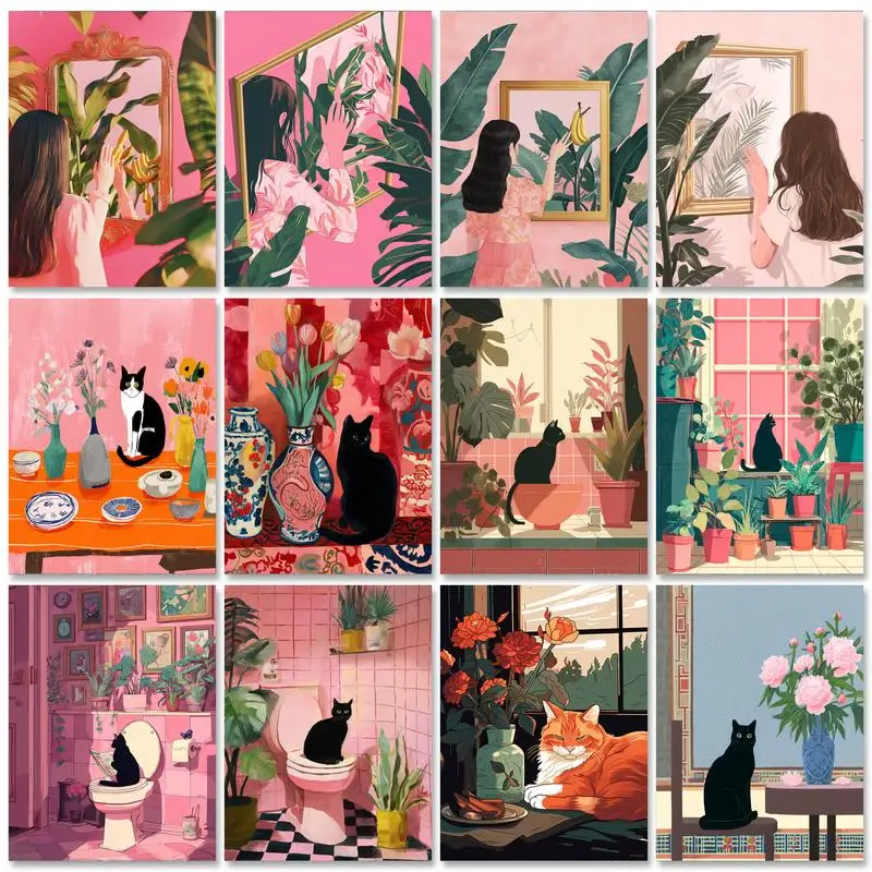 

GATYZTORY Modern Painting By Numbers For Adults With Frame 60x75cm Abstract Picture On Number Wall Art For Diy Gift