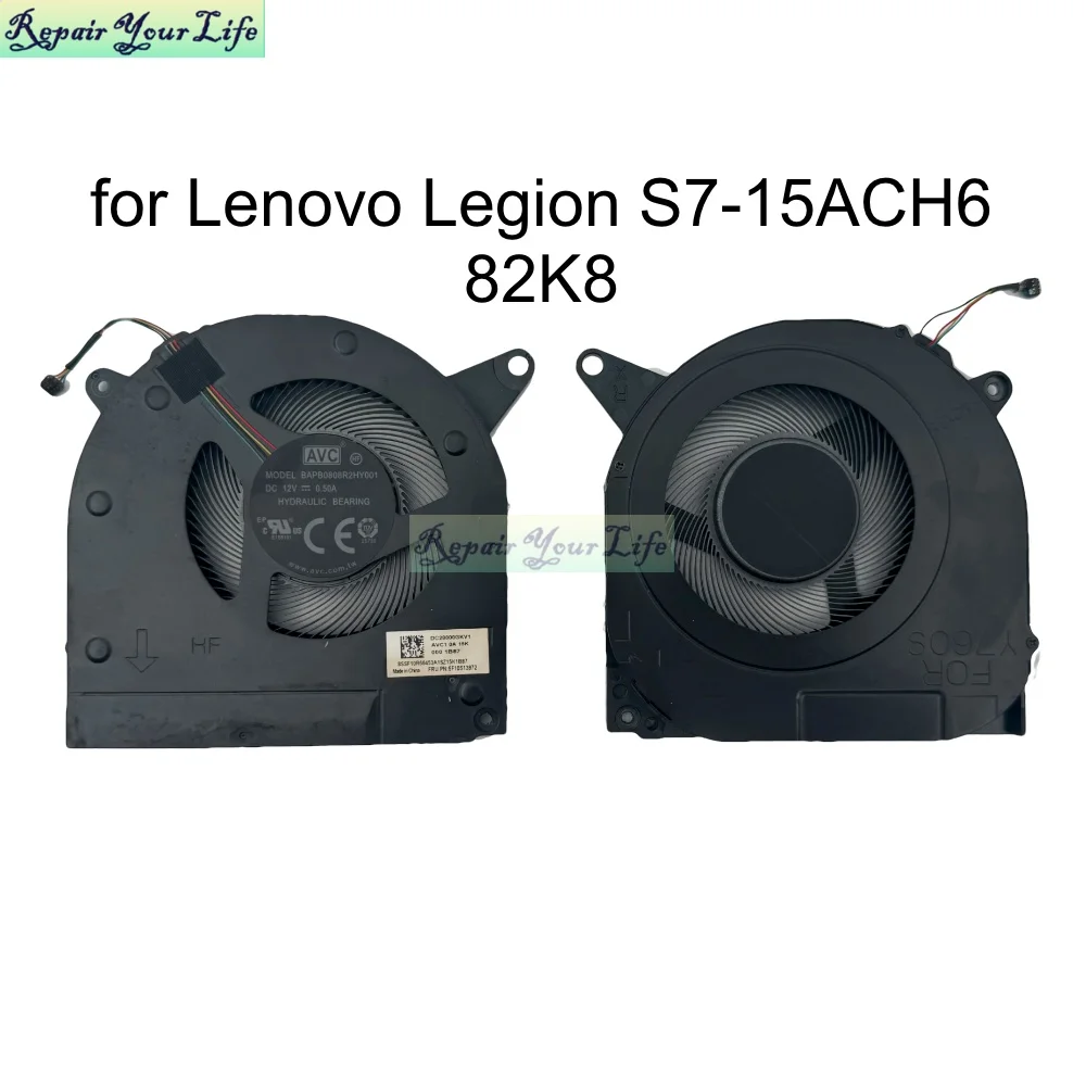 Laptop CPU Fan Cooler for Lenovo Legion S7-15ACH6 82K8 PC Cooling Radiator 5F10S13971 5F10S13972 BAPB0808R2HY001 FNR5 FNR6 12V