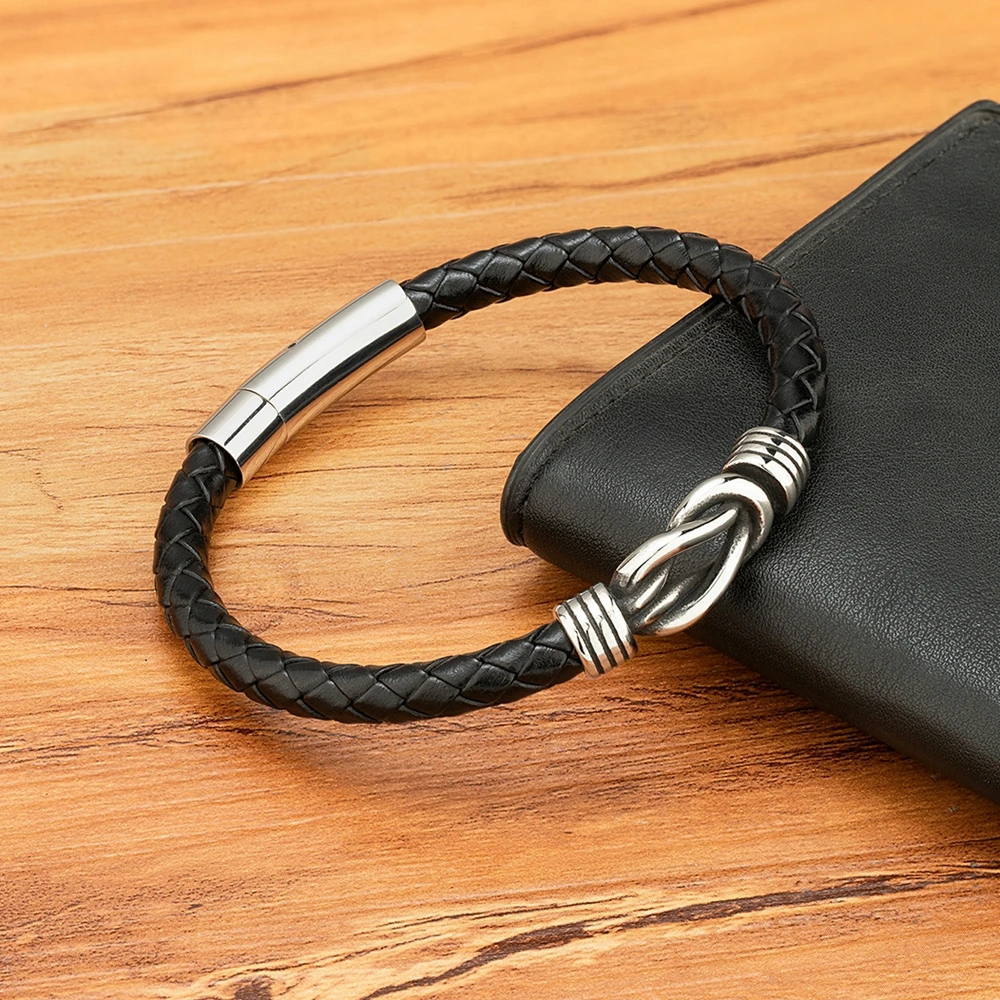 OKLA Fashion Men's Leather Bracelet Stainless Steel Irregular Accessories Commemorative Gifts for Charm Bangles Punk Jewelry