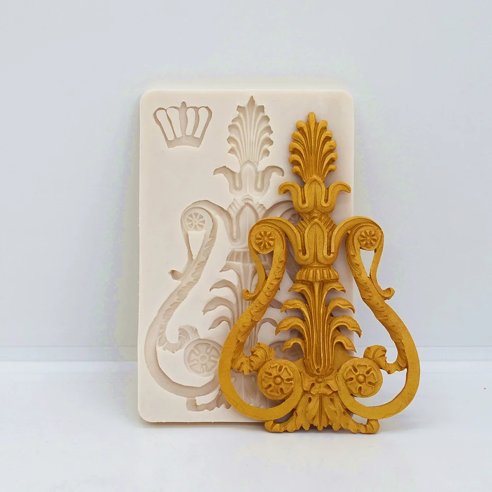 Silicone Resin Mold Baroque Crown Glyph Kitchen Baking Tool For DIY Cake Chocolate Lace Decoration Dessert Pastry Fondant Moulds