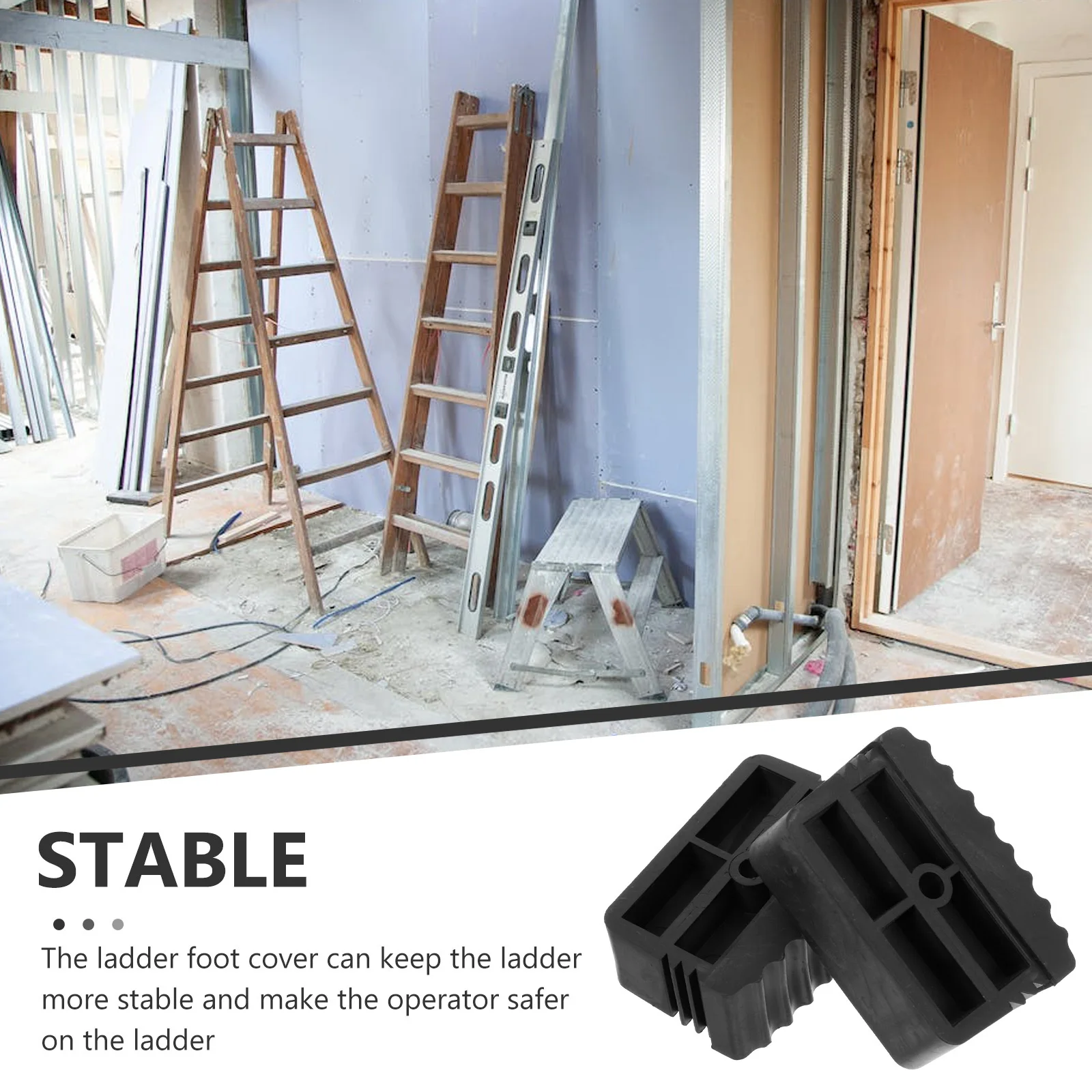 

2Pcs Ladder Foot Caps Anti-Skid Rubber Protective Covers Thickened Design Ladder Feet Mats Retractable Stairs Pads