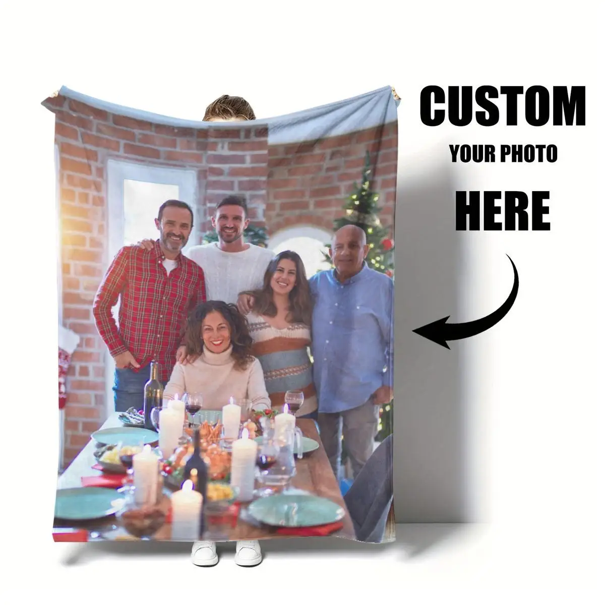 1Pc Custom Photo Blanket - Soft, Warm, Personalized Gift for Family, Friends - Perfect for Holidays, Birthdays, Anniversaries, Home, Travel, Office & Everyday Use