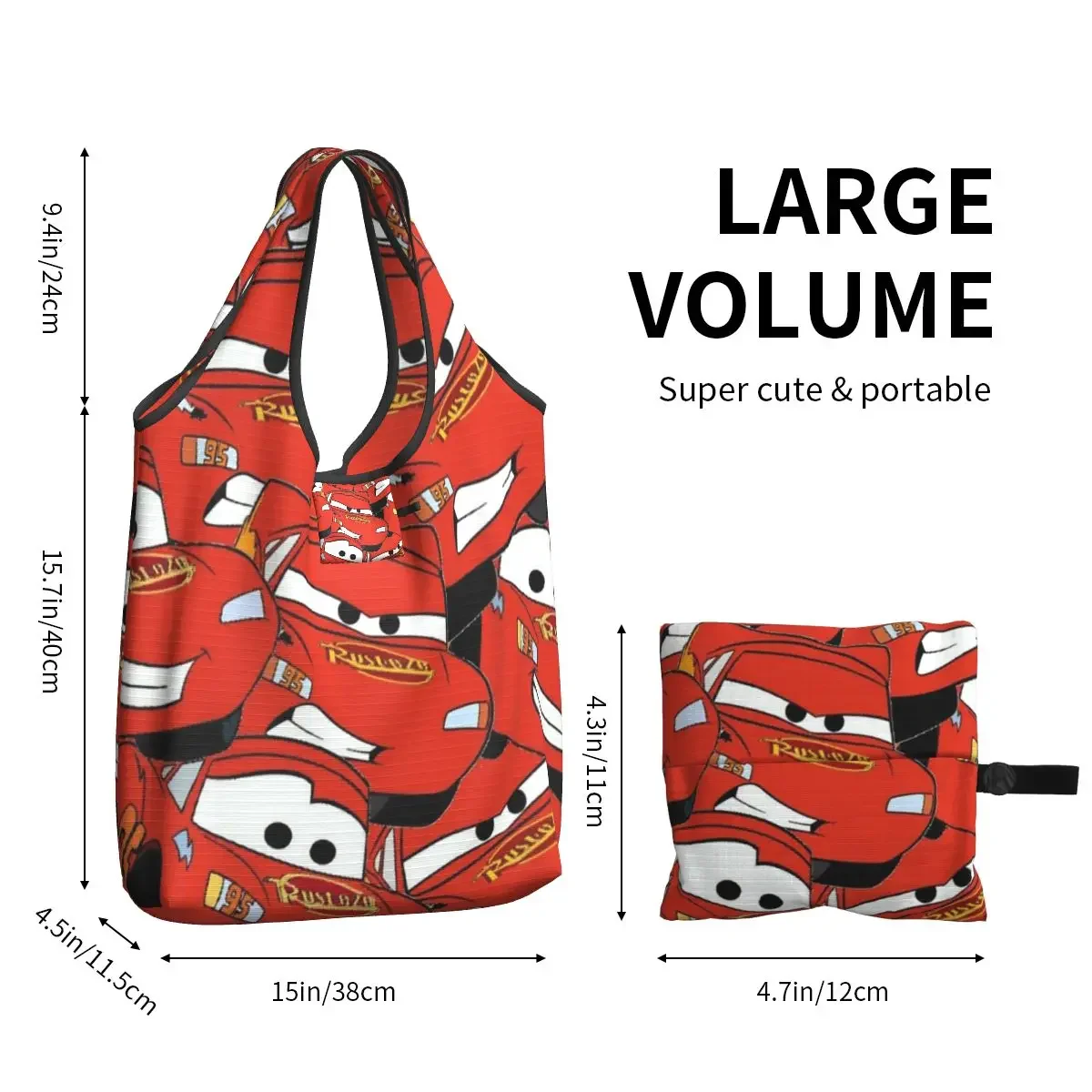 Bolsa de compras Lightning Mcqueen Cars Galaxy, bolsas ecológicas plegables para comestibles, bolsas de reciclaje de gran capacidad, bolso lavable