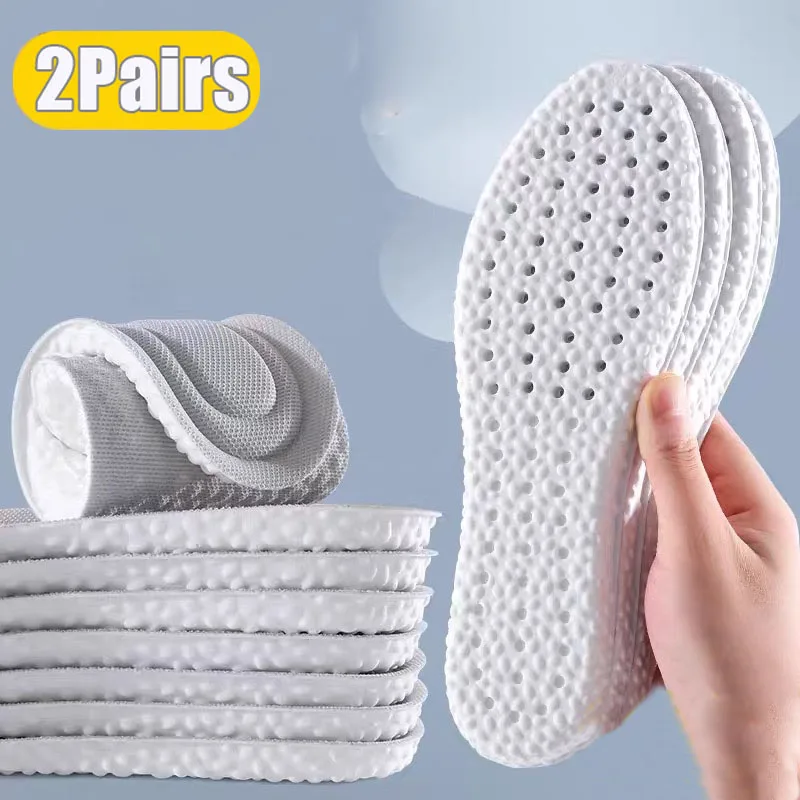 2Pairs Sports Shoe Insoles Boost Shockproof Emulsion Sweat-absorbing Deodorizing Men Women Cut Size Shoe Pads Mesh Insole