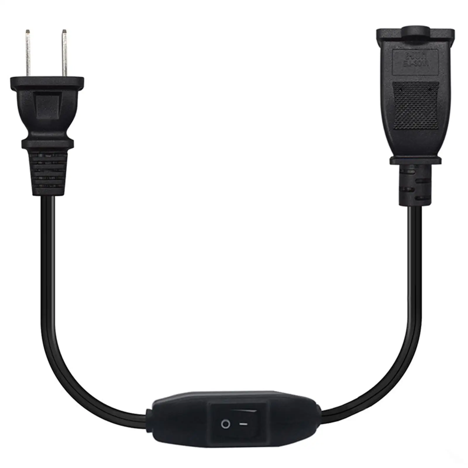 2 Prong Polarized Extension Cord with Switch Short Male/Female Cable for Power Adapters