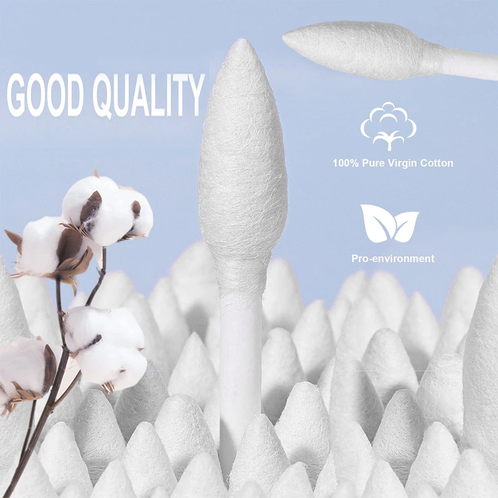 عصا تنظيف مزدوجة الرأس من القطن للاستعمال مرة واحدة لهواتف آيفون آي باد وسامسونج ومنفذ شاحن الكمبيوتر اللوحي وسماعة الأذن وفتحة الكمبيوتر المحمول والغبار