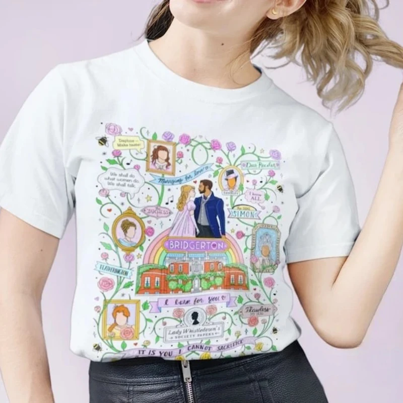 

Bridgerton Book Romance Unisex Short Sleeve Tee All Seasons Casual Fashion Soft Comfortable Cotton Unisex T-short Street Tops