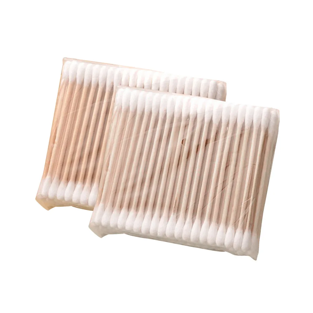 100 قطعة 5 عبوات من مسحات القطن للاستعمال مرة واحدة ذات رؤوس مزدوج لتنظيف الأذن وتطبيق المكياج وإزالة العناية بالنظافة والقطن القابل للتصرف #5