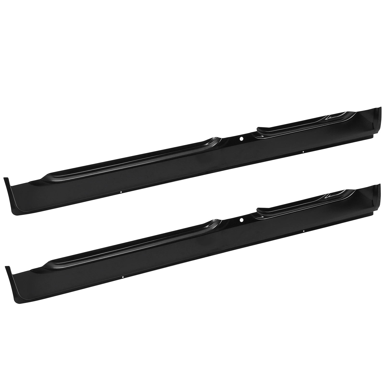 Pair Gloss Black Rocker Panels For 2002-08 Dodge Ram 4Dr Quad Cab 1500 2500 3500
