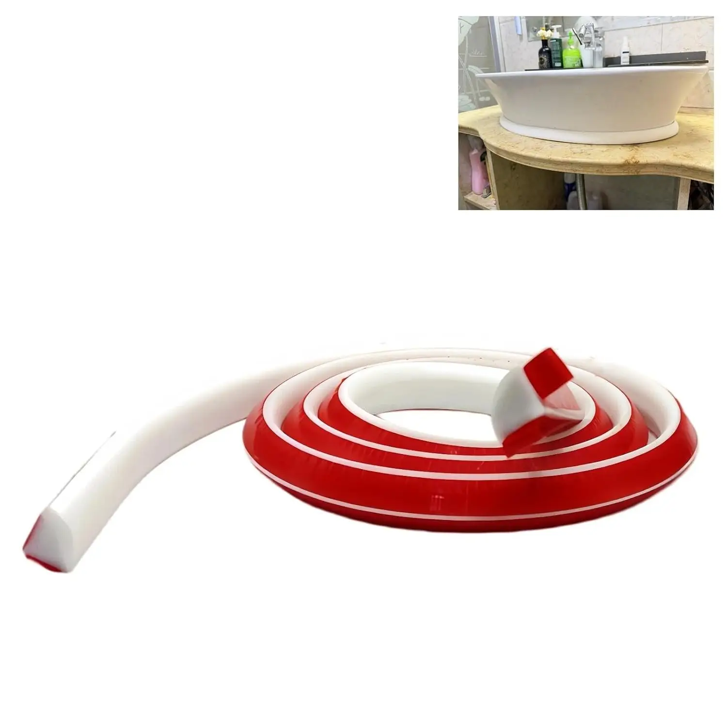 1PC Flexible Quarter Round Molding Trim, Peel and Stick Self-Adhesive Caulk Strip, Waterproof Rubber Edge Trim for Wall