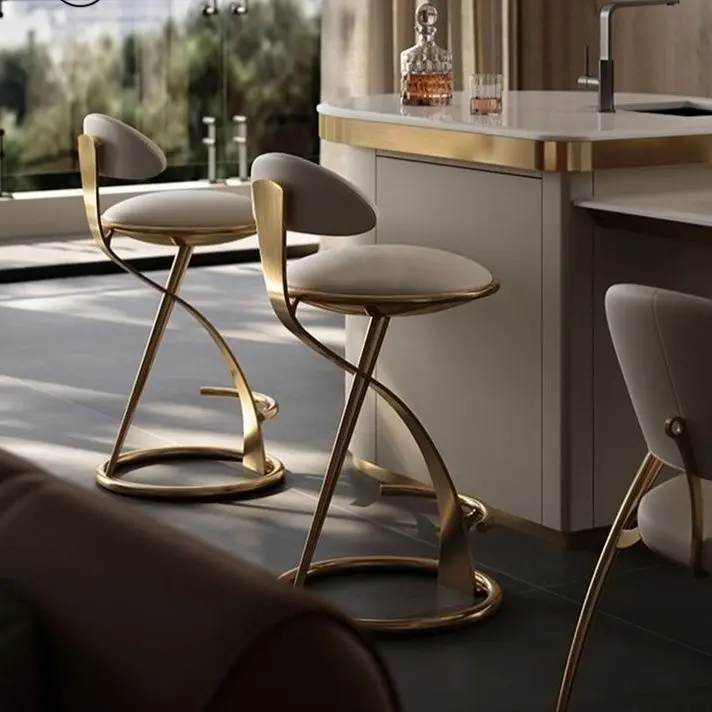 

Light Luxury Italian Bar Chair Simple High Chair Nordic Bar Stool Modern Home Metal Island