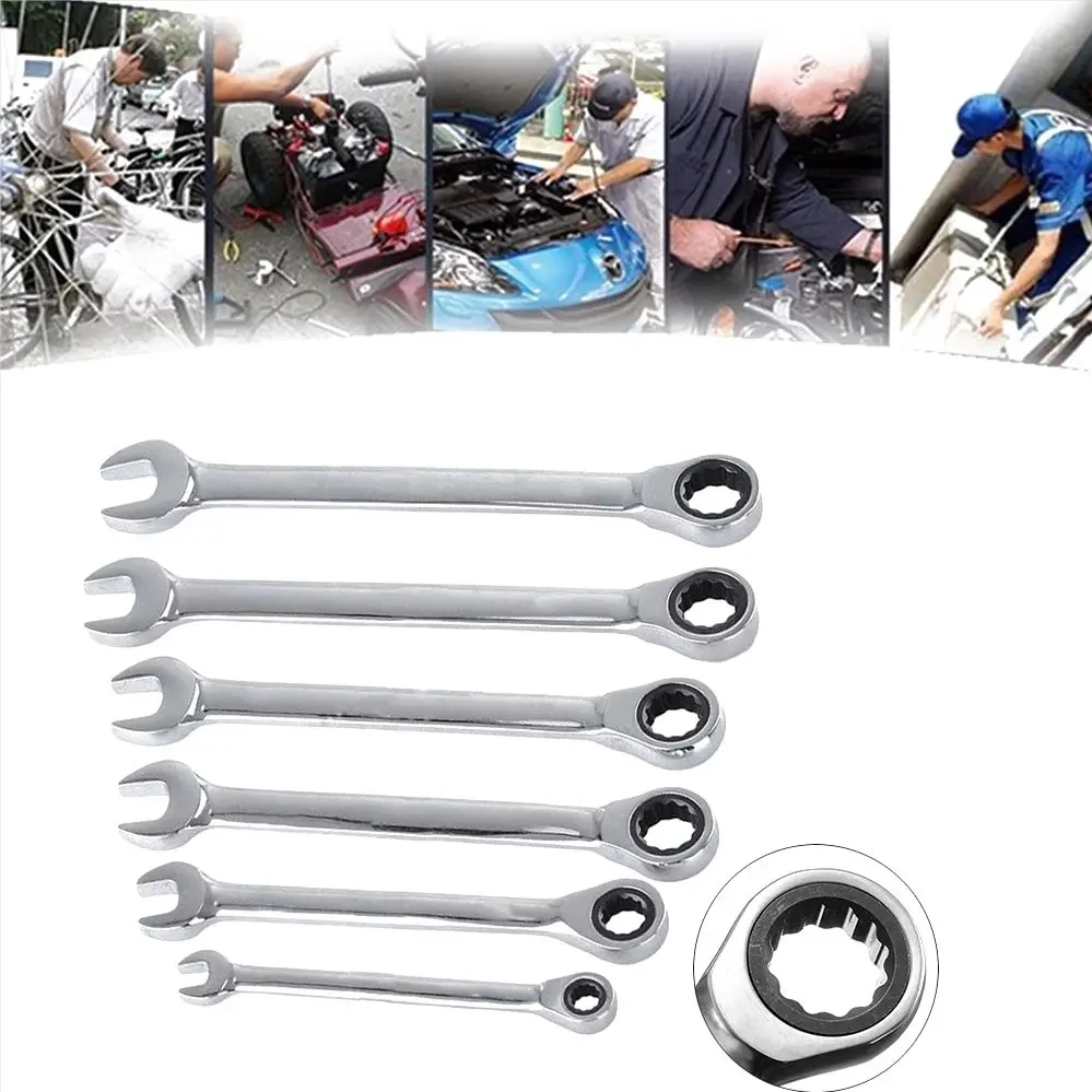 Fast Ratchet Key Wrench Set Double End Ring Spanner CR-V Universal Torque Gear Spanner For Socket Nut Tools