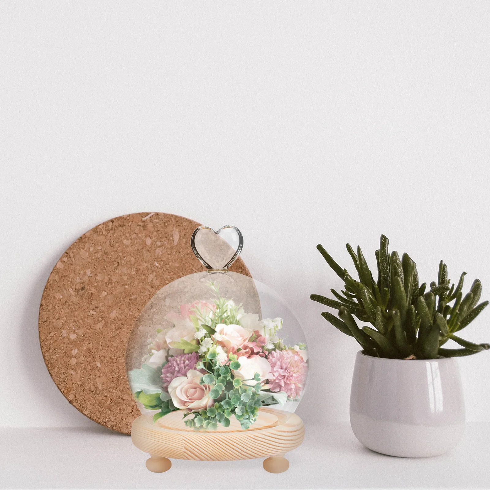 

1Pcs Luminous Preserved Flower Glass Cover Ornament Desktop Decor Elegant Glowing Craft Indoor Scene Decoration