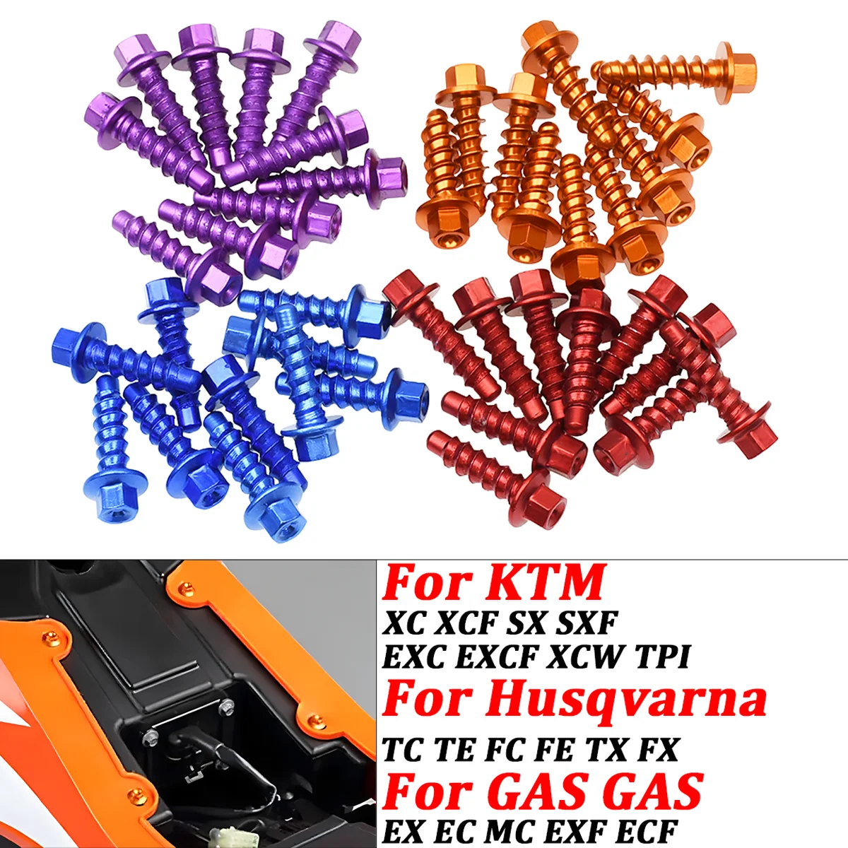 

10Pcs CNC Motorcycle Self Tapping Screw Bolt Kit For KTM SX SXF XC XCW XCF EXC EXCF Husqvarna TE FE TC FC TX FX 2004-2023