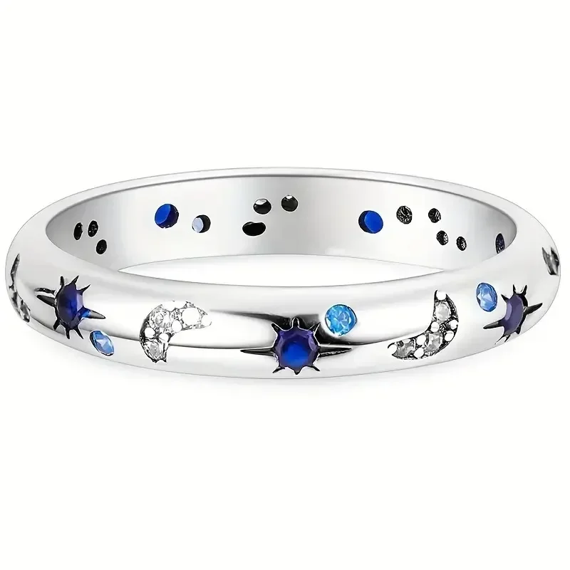 2026 New European and American Inlaid Zircon Ring, Cute and Exquisite for Women, Star Moon Fashion, Daily Style Accessories