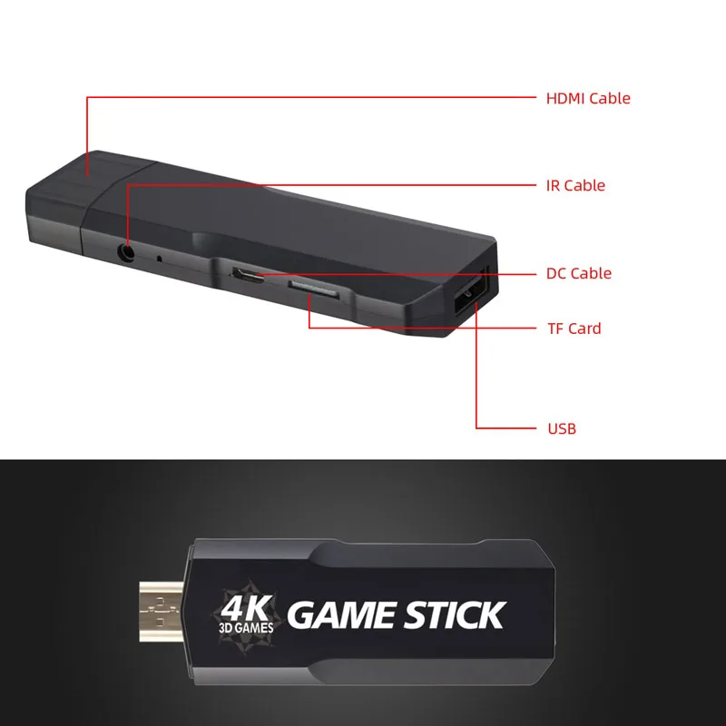 GD10 4K Game Stick 128GB  New Retro Video Game Console 2.4G Wireless Controllers HD Output 40+Simulators 40000+Games Build In