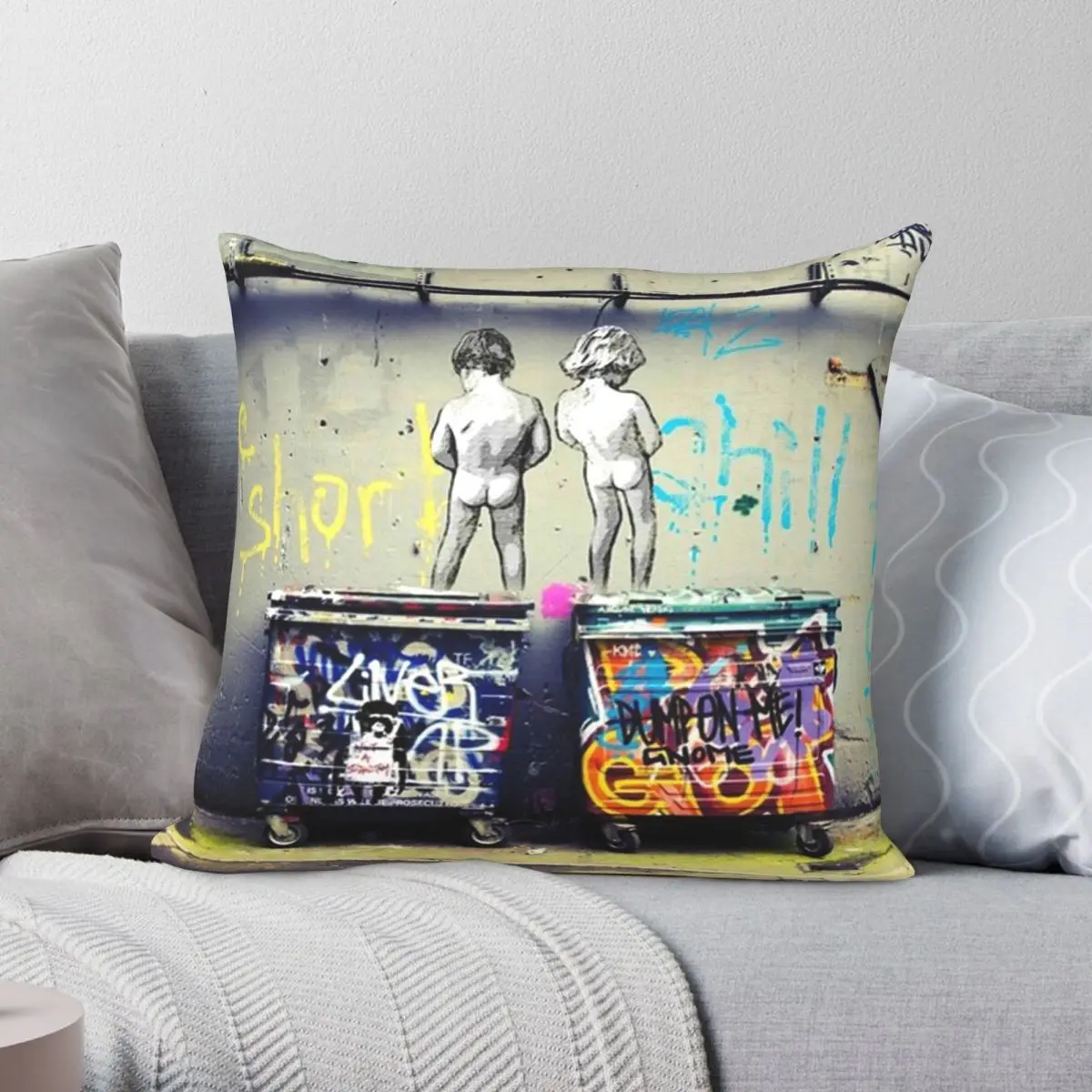 Bansky Chill The Duck Out Square Pillowcase Polyester Linen Velvet Pattern Zip Decor Pillow Case Bed Cushion Cover