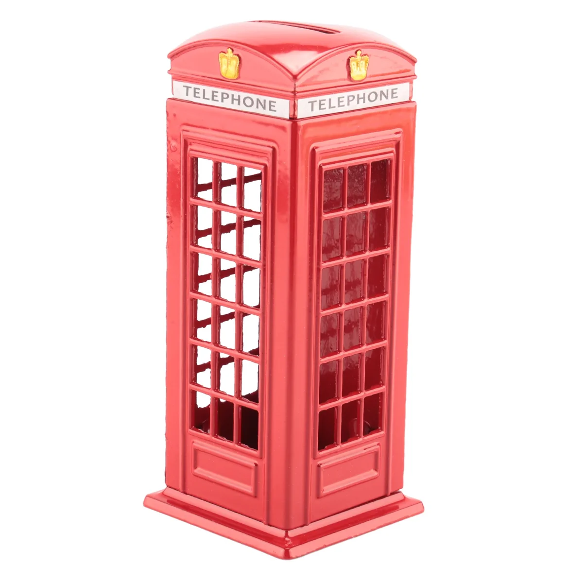 T88C Metal Red British English London Telephone Booth Bank Coin Bank Saving Pot Piggy Bank Red Phone Booth Box 140X60X60Mm