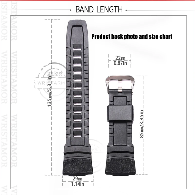 Resin Watch Strap For Casio PRG-260 500 PRW3500 2500 5100 Mens Sports Waterproof Rubber Pin Buckle Bracelet Band Accessories