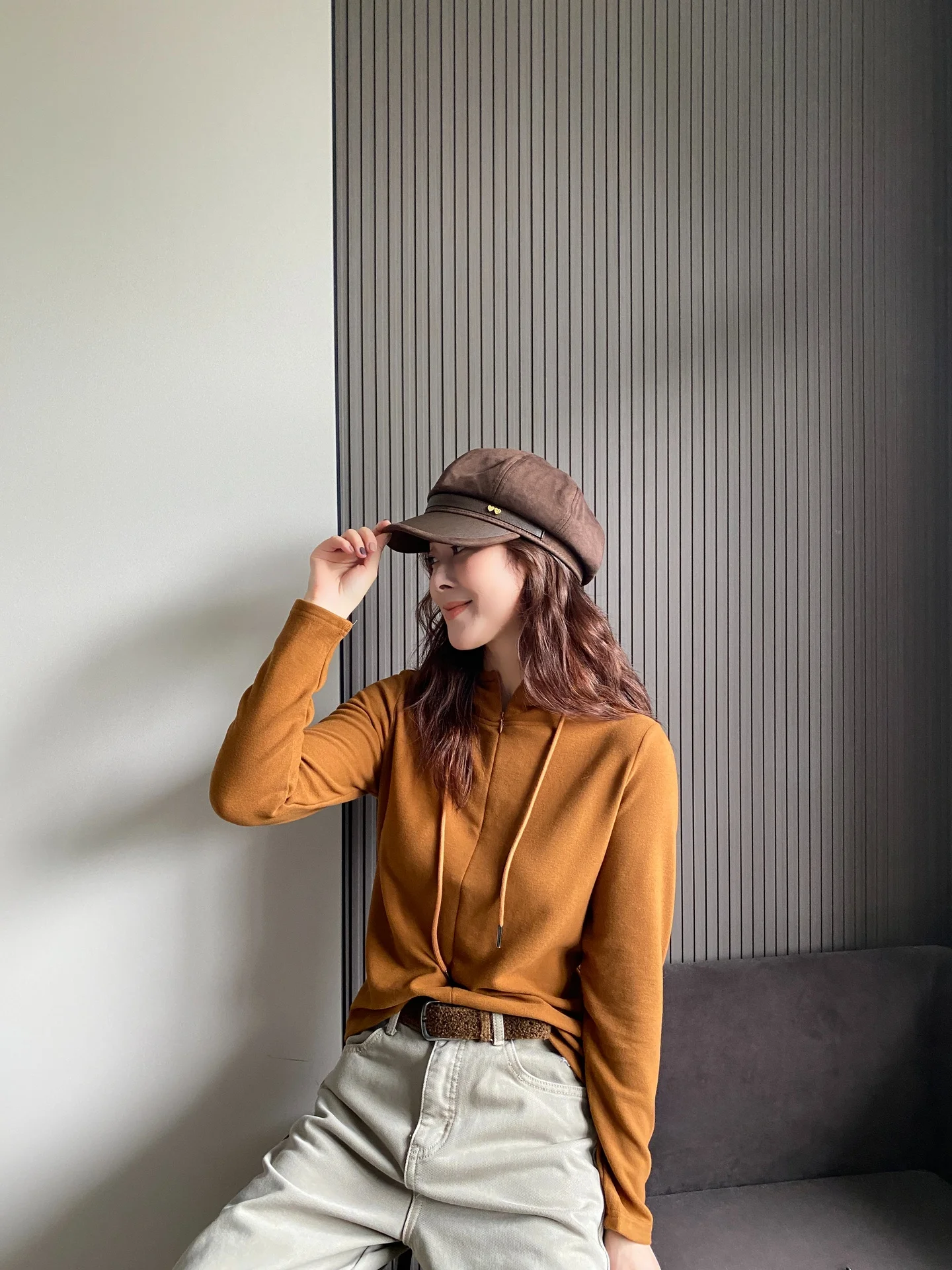 

Женская футболка с капюшоном на молнии Long Sve Fce на подкладке, термостойкий базовый слой, повседневная одежда с принтом в Корейском стиле