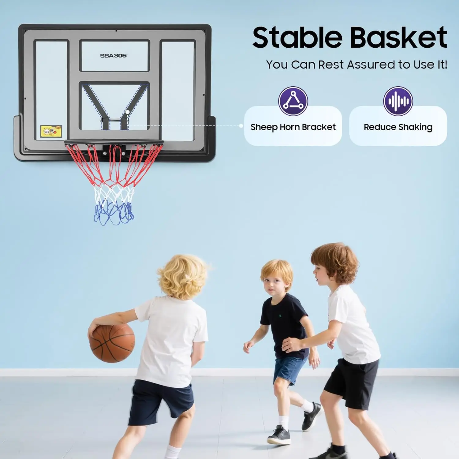 

44''Basketball Backboard and Rim Combo,Wall Mounted Basketball Hoops PET Shatter Proof Backboard and Competition Christmas Gifts