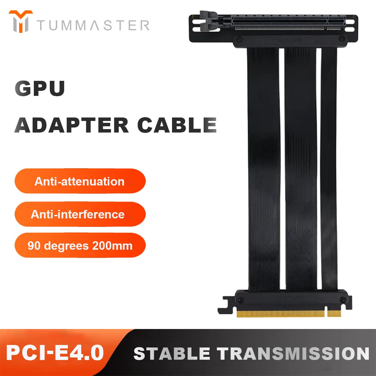 

TUMMASTER graphics card adapter cable, PCI-E 4.0 90° 200mm double-layer extension shielded cable, flexible GPU extension cable