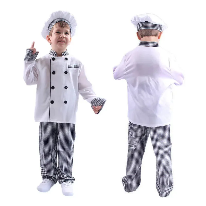 

Child Halloween Chef Cosplay Costume Set Kids Cook Uniform Boys Chef Costume Kids Carnival Party Fancy Dress Stage Performances