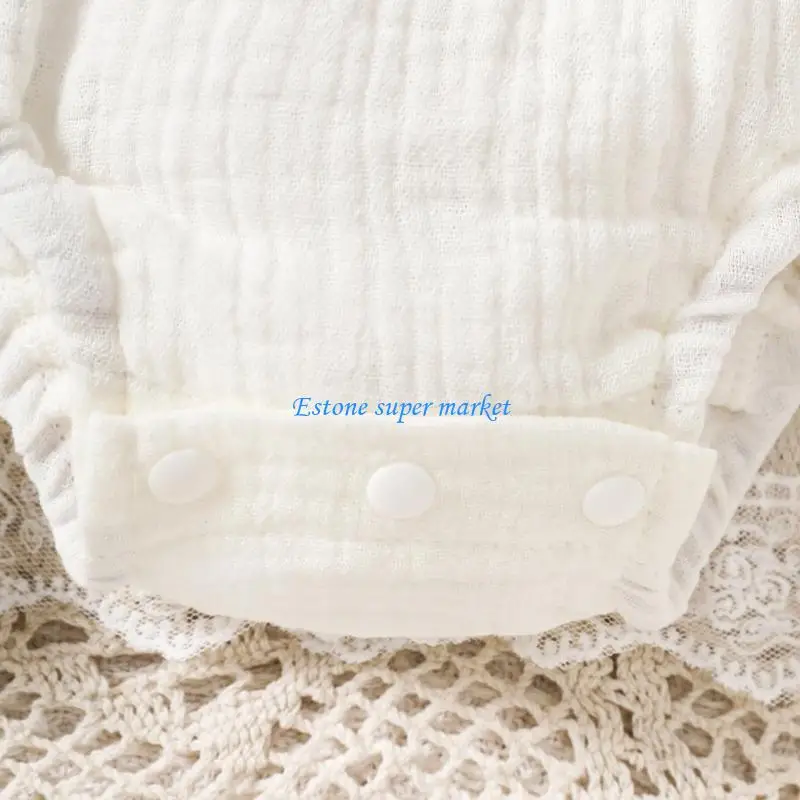 090B رومبير قطن ناعم وأنيق للفتيات الصغيرات مزين بالدانتيل وأكمام طويلة، تصميمات بأكمام طويلة، مريح لعمر 0 3 أشهر #3