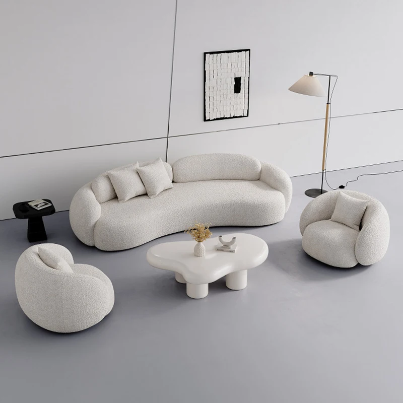 Italian Cream Style Rest Area Reception Sofa Nordic Luxury Beauty Salon Clothing Store Salon Sofa Office Business Furniture