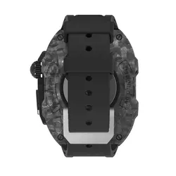 Luxury Carbon Fiber Case Modification Kit for Apple Watch Ultra 2 49mm 44mm 45mm Case Fluororubber Strap for Iwatch 9 8 7 6 SE 5