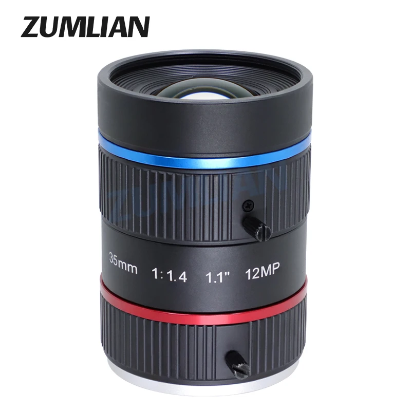 ZUMLIAN F1.4 Manual Iris 35mm Lens ITS 12MP HD 1.1 Inch Surveillance Camera Lens C-Mount CCTV Camera