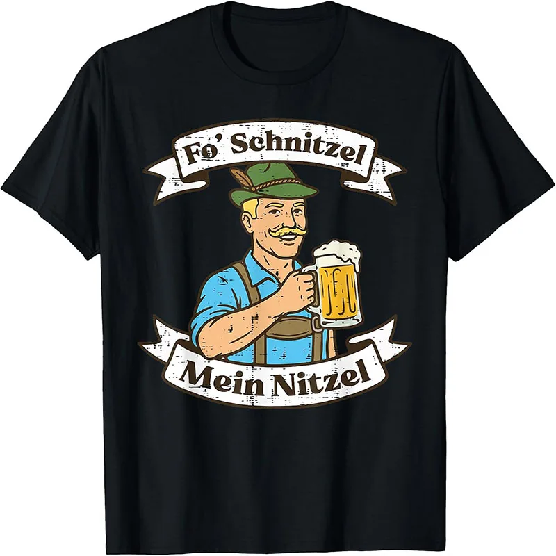 Fo Schnitzel Mein Nitzel Funny Oktoberfest Bavarian Beer Graphic T-Shirt German Festival Tee