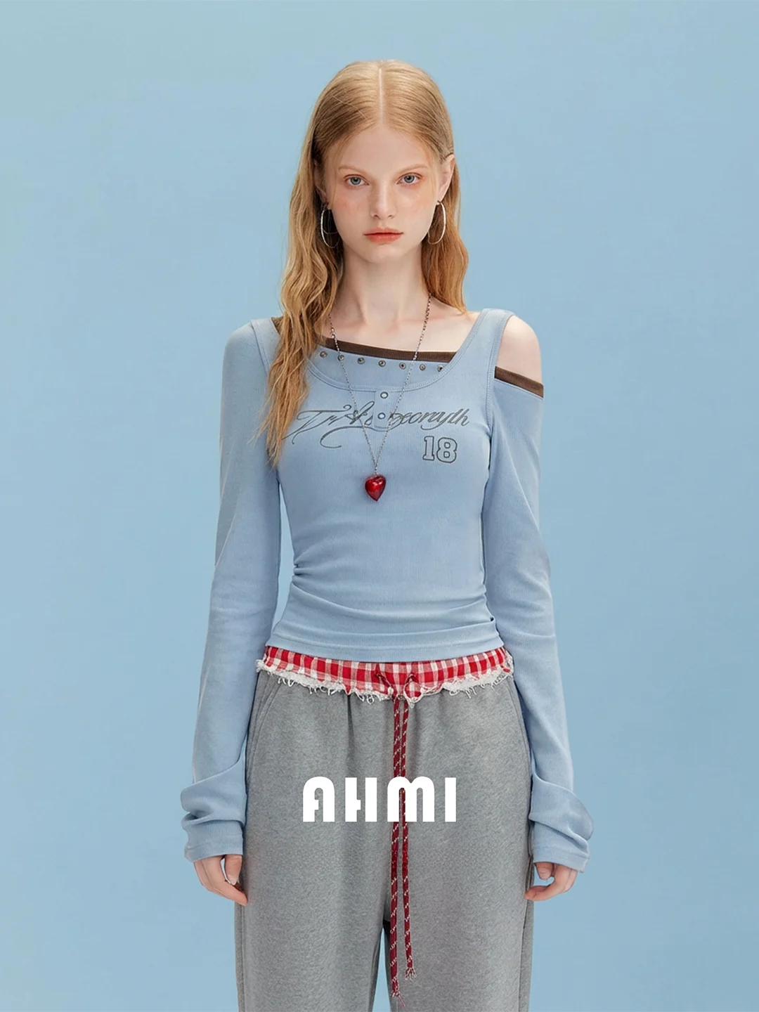 

AHMI Sweet Cool Girl: Новая весенняя футболка с открытыми плечами и длинным рукавом, облегающий топ для молодых девушек