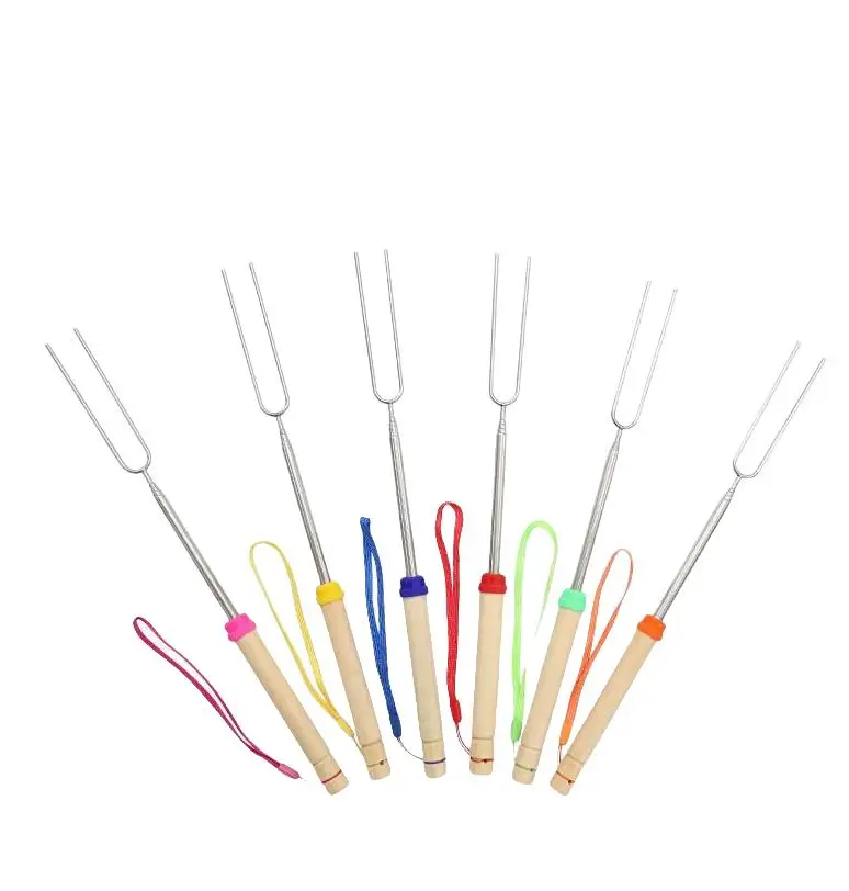 

32-дюймовые выдвижные палочки для жарки зефира, инструменты для барбекю, выдвижная вилка для барбекю из нержавеющей стали, Smores, шампуры, держатель для кукурузы ni5