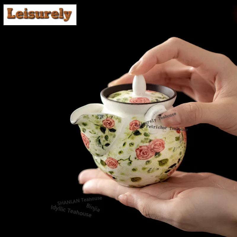 

200ML Rose Handheld Teapot Traditional Tea Infuser Pot Household Tea Making Kettle With Filter Tableware Ornaments Supplies Gift